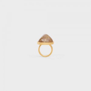 Bagues Celine Folk In Brass With Gold Finish And Rutilated Quartz Doré | CL-592191