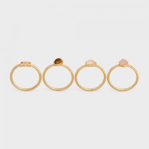 Bagues Celine Triomphe Indie Set Of 4 Rings In Brass With Gold Finish Doré | CL-592181