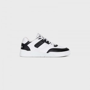 Basket Celine C07 Trainer Low Dentelle-up In Calfskin Blanche Noir | CL-591897