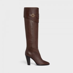 Botte Celine Équitation With Triomphe Wiltern In Calfskin Marron | CL-592516