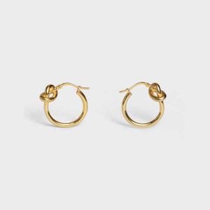Boucles d'Oreilles Celine Knot Small Hoops In Brass With Gold Finish Doré | CL-592311