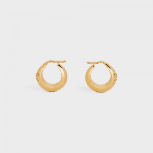 Boucles d'Oreilles Celine Triomphe Bold Hoops In Brass With Gold Finish Doré | CL-592306