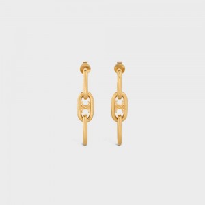 Boucles d'Oreilles Celine Triomphe Dangling In Brass With Gold Finish Doré | CL-592309