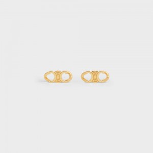 Boucles d'Oreilles Celine Triomphe Gourmette Studs In Brass With Gold Finish Doré | CL-592310