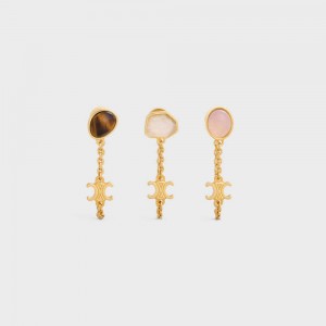 Boucles d'Oreilles Celine Triomphe Indie Set Of 3 In Brass With Gold Finish Doré | CL-592294