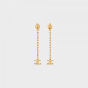 Boucles d'Oreilles Celine Triomphe Mini Triomphe In Brass With Gold Finish Doré | CL-592301