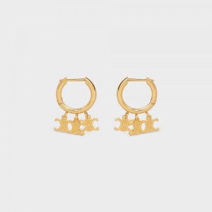 Boucles d'Oreilles Celine Triomphe Trio Hoops In Brass With Gold Finish Doré | CL-592307