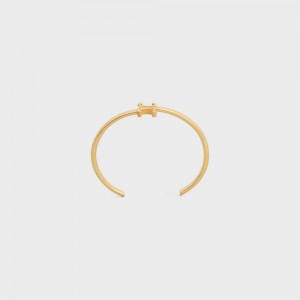 Bracelets Celine Triomphe Asymmetric Cuff In Brass With Gold Finish Doré | CL-592199