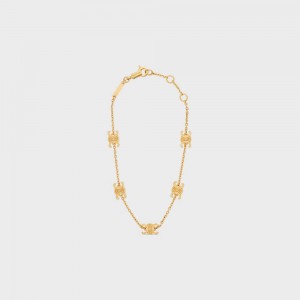 Bracelets Celine Triomphe Mini Triomphe In Brass With Gold Finish Doré | CL-592206