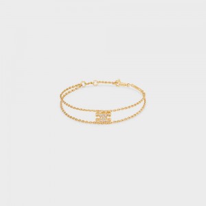 Bracelets Celine Triomphe Rhinestone Suspended In Brass With Gold Finish And Crystals Doré | CL-592207