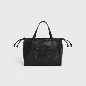 Cabas Celine Small Drawstring Cuir Triomphe In Smooth Calfskin Noir | CL-593089