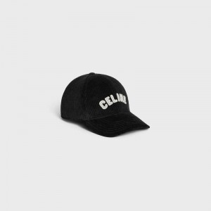 Casquette Celine Baseball In Corduroy Noir | CL-591701