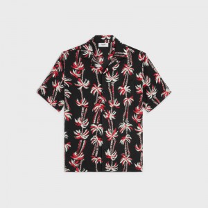 Chemises Celine Hawaiian In Printed Viscose Rouge Foncé | CL-592143