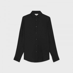 Chemises Celine Loose Carnaby In Silk Jacquard Noir | CL-592169