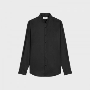 Chemises Celine Loose With Inverted Collar In Coton Poplin Noir | CL-592165