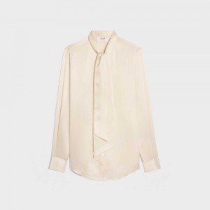 Chemises Celine Romy In Satin Silk Blanche | CL-592813