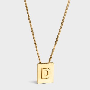 Colliers Celine Alphabet D In Brass With Gold Finish Doré | CL-592267