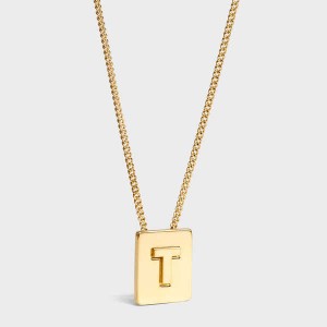 Colliers Celine Alphabet T In Brass With Gold Finish Doré | CL-592283