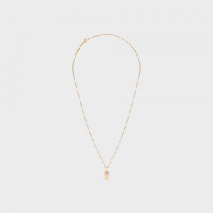 Colliers Celine Triomphe Indie Small In Brass With Gold Finish And Pink Quartz Doré Rose | CL-592240