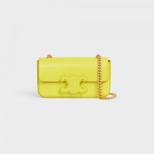 Cuir Triomphe Celine Chain Shoulder Bag In Shiny Calfskin Citron | CL-593164