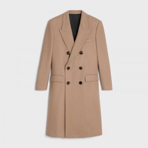 Manteaux Celine Boxy In Cashmere Cloth Marron Foncé | CL-591980