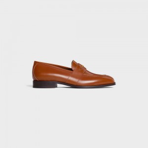 Mocassin Celine Triomphe Malaquais In Polished Bullskin Marron | CL-592531