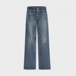 Pantalon Celine Jane Flared Jeans In Dark Union Wash Denim Lavage Foncé | CL-592718