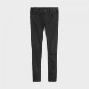 Pantalon Celine Mince Jeans In Pure Black Stone Wash Denim Noir Grise | CL-592729