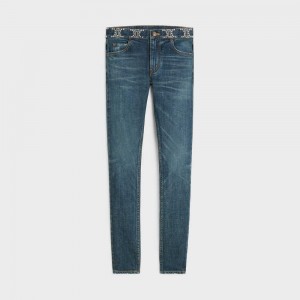 Pantalon Celine Neo Mince Jeans In Clean Dark Union Wash Denim Lavage Foncé | CL-592728