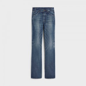 Pantalon Celine Serge Flare Jeans In Dark Union Wash Denim Lavage Foncé | CL-592724
