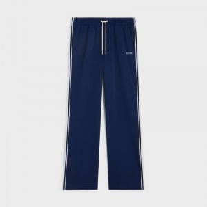 Pantalon Celine Tracksuit In Double Face Jersey Bleu Marine Blanche | CL-592037