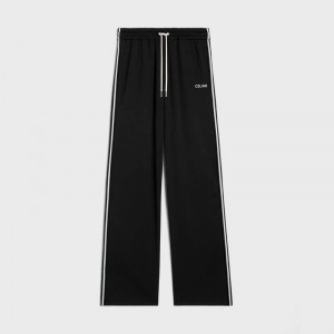 Pantalon Celine Tracksuit In Double Face Jersey Noir Blanche | CL-592036