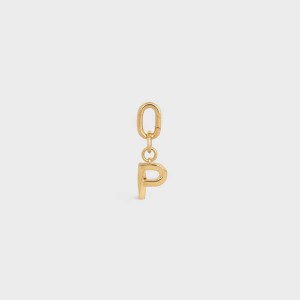 Petite Maroquinerie Celine P Charm In Brass Doré | CL-592935