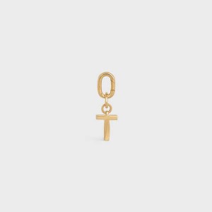 Petite Maroquinerie Celine T Charm In Brass Doré | CL-592939