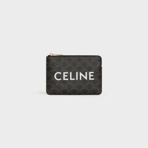 Porte-Carte Celine Coand Card Pouch Triomphe Tela Noir | CL-592957