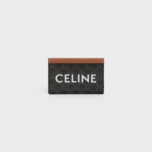 Porte-Carte Celine Triomphe Tela With Print Marron | CL-592959