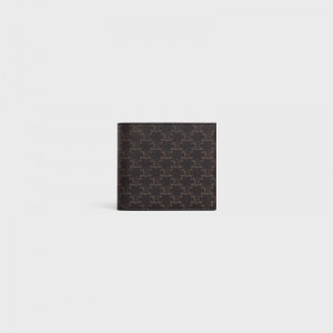 Portefeuilles Celine Bi-fold With Coin Compartment In Triomphe Tela Noir | CL-591786