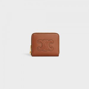 Portefeuilles Celine Compact Zipped Cuir Triomphe In Smooth Calfskin Marron | CL-592998