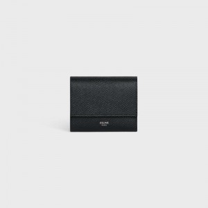 Portefeuilles Celine Small Trifold In Grained Calfskin Noir | CL-591795