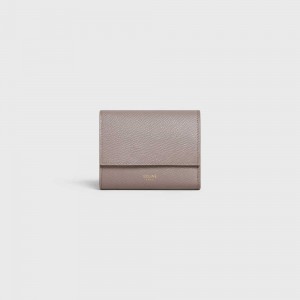 Portefeuilles Celine Small Trifold In Grained Calfskin Grise | CL-593004