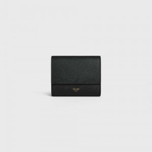 Portefeuilles Celine Small Trifold In Grained Calfskin Noir | CL-593002