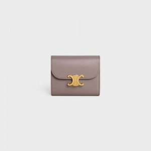 Portefeuilles Celine Small Triomphe In Shiny Calfskin Grise | CL-592970