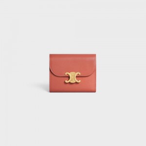 Portefeuilles Celine Small Triomphe In Shiny Calfskin Bordeaux | CL-592968