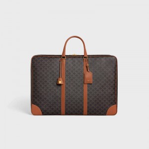 Sacs D'affaires Celine Soft Luggage 70 In Triomphe Tela And Calfskin Marron | CL-591822