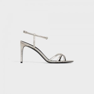 Sandale Celine Soir In Lizard Stamped Metalized Calfskin Argent | CL-592597