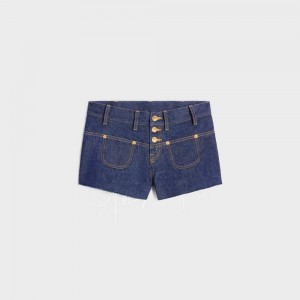 Short Celine Mini In Rinsed Wash Denim Bleu Royal | CL-592747