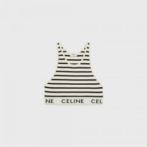 Sweats Celine Mesh Sports Bra Blanche Bleu Marine | CL-592809