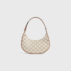 Triomphe Canvas Celine Ava Bag In And Calfskin Blanche | CL-593130