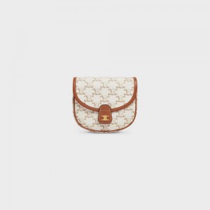 Triomphe Canvas Celine Mini Besace In And Calfskin Blanche | CL-593121