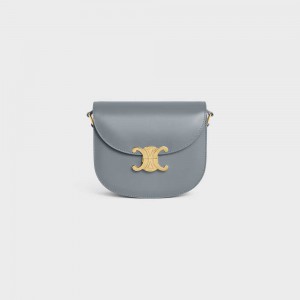 Triomphe Celine Besace Clea In Shiny Calfskin Bleu Grise | CL-593220